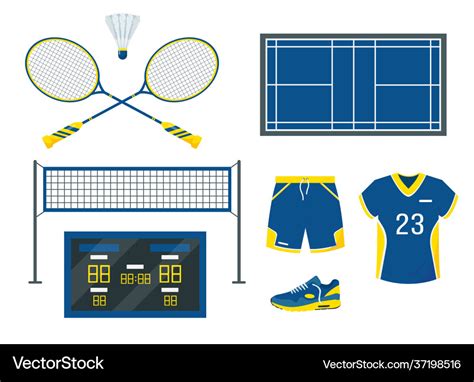 Badminton set sport equipment and accessories Vector Image