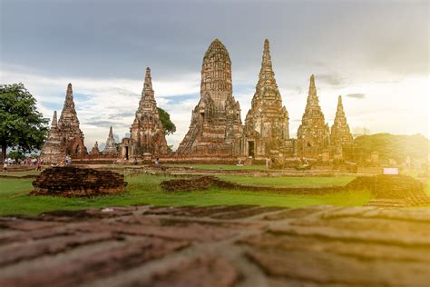 UNESCO World Wat Chaiwatthanaram in Ayuthaya Historical Park Thailand at sunset