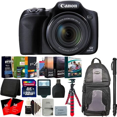 Canon PowerShot SX530 HS Digital Camera + Top Accessory Kit + 32 Inches ...