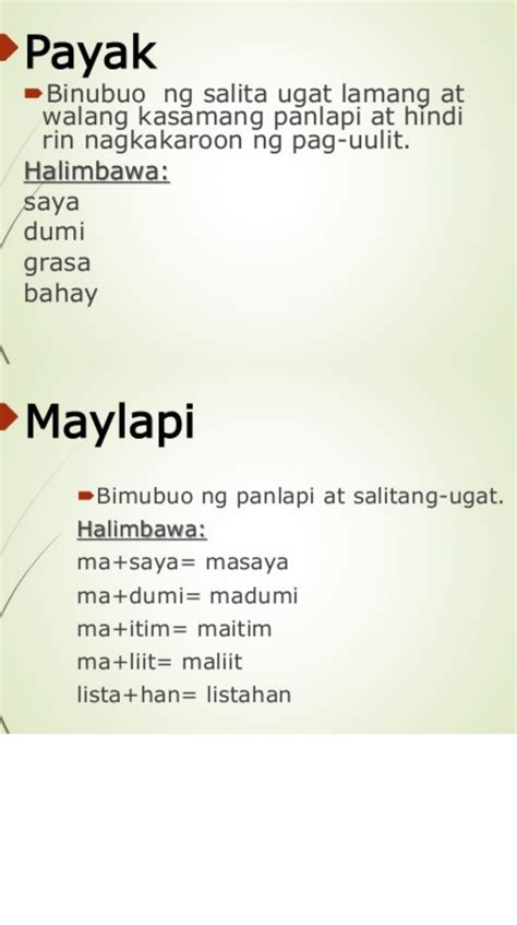 ano ang ibig sabihin ng payak at maylapi. pls can I get a example to - Brainly.ph