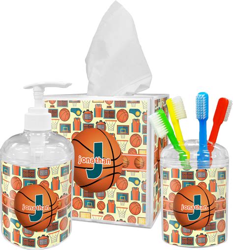 Basketball Acrylic Bathroom Accessories Set w/ Name or Text - YouCustomizeIt