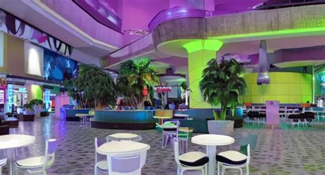 indoor multi story retro 80's vaporwave aesthetic ma... | OpenArt