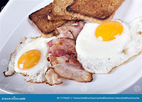 Breakfast - Toasts, Eggs, Bacon Stock Image - Image of coffee, meal: 17776337