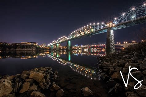 Downtown Chattanooga Night Time Bridge Reflections | Etsy