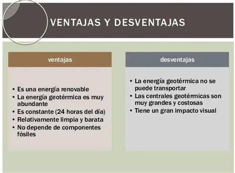 Ventajas y Desventajas de la Energía Geotérmica - Cuadro Comparativo