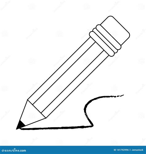 Pencil Writing Isolated Symbol Black and White Stock Vector - Illustration of instrument ...