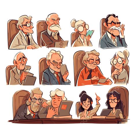 Jury Clipart Group Of Cartoon Characters In A Courtroom Vector, Jury ...