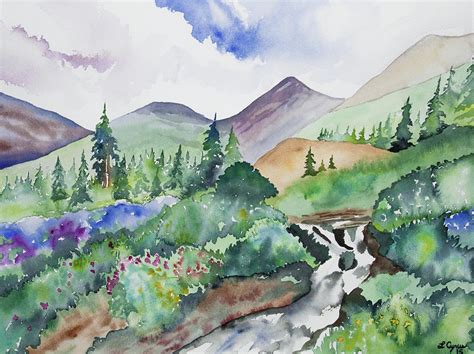 Watercolor - San Juans Summer Scene Painting by Cascade Colors