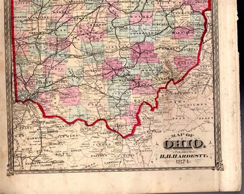 MAP: "Map of Ohio".from Illustrated Historical Atlas of Ottawa County, Ohio from Recent and ...