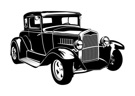 Vintage hot rod car silhouette. Vector. 21995228 Vector Art at Vecteezy