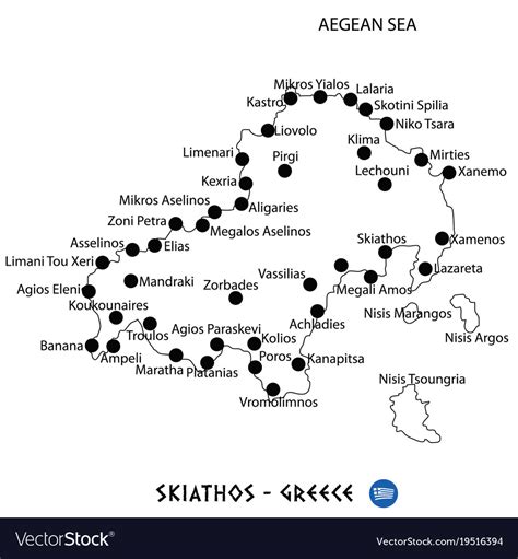 Island skiathos in greece map on white Royalty Free Vector