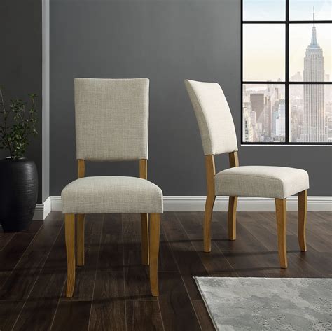 Upholstered Parsons Dining Chair (Set of 2) - Ivory at Futonland