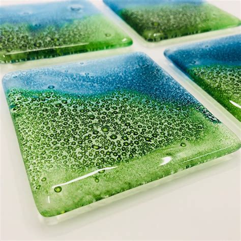 Fused Glass Coasters Wine Coasters Coastal Coasters Gifts | Etsy UK ...