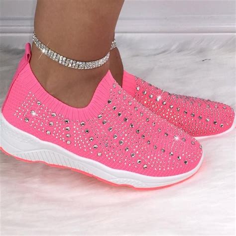 Women Comfy Rhinestone Flat Heel Slip-on Sneakers – inspireyoos | Womens summer shoes ...