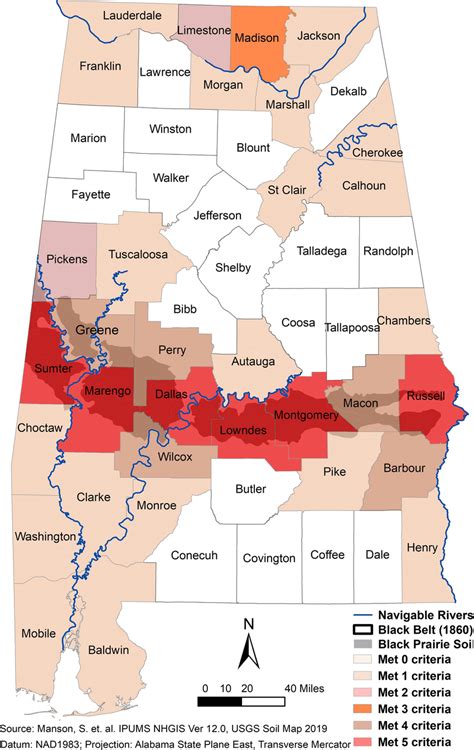 Number of Black Belt criteria that each county met in 1860 | Download ...