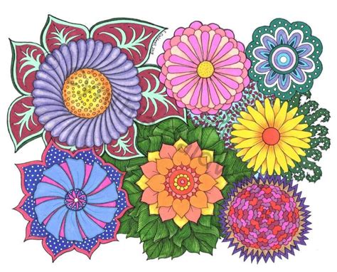 Flowers Doodle 2 Coloring Page Instant Download - Etsy