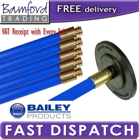 Bailey Drain Cleaning and Unblocking Set with 6 Blue Rods and 4" Rubber ...