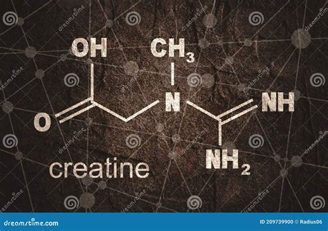 Creatine chemical formula stock illustration. Illustration of structure - 209739900