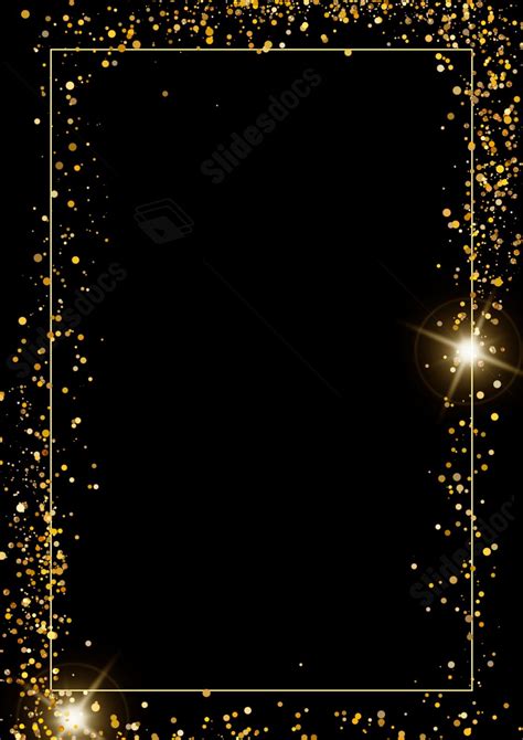 Golden Glitter Scattered Like Stars Page Border Background Word Template And Google Docs For ...