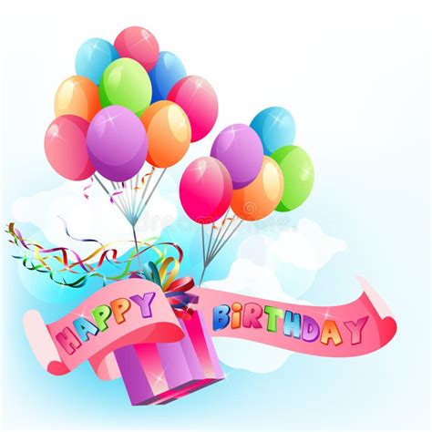 Happy Birthday Air Balloons Stock Vector - Illustration of flight ...