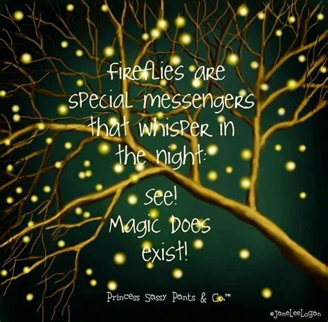 a tree with lights in the branches and a quote on it that says, fireflies are special messengers ...