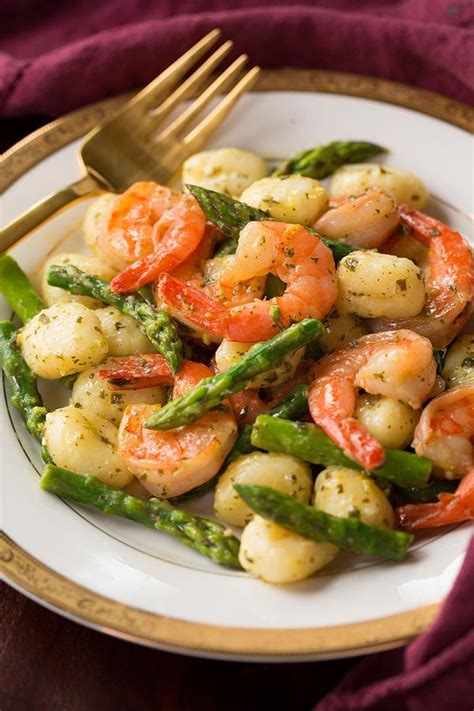 Easy Gnocchi Shrimp and Asparagus with Lemony Pesto - Cooking Classy