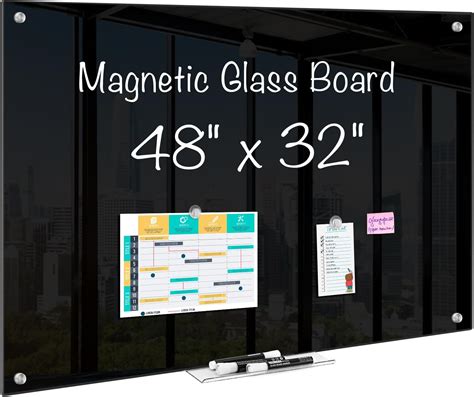 Amazon.com : Magnetic Glass Dry Erase Board - White Board 48 x 36 Inches Wall Mounted Glass ...