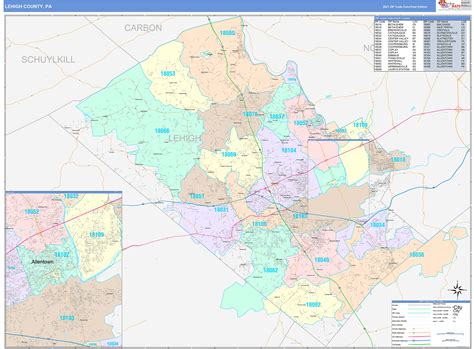 Lehigh County, PA Wall Map Color Cast Style by MarketMAPS