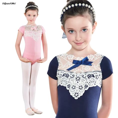 Short sleeve Lace gymnastics leotard Girls ballerina ballet leotards women bailarina leotard ...