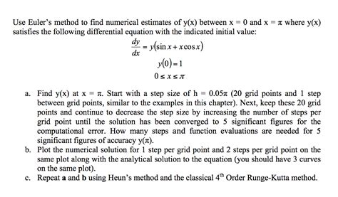 Use Euler's method to find numerical estimates of | Chegg.com