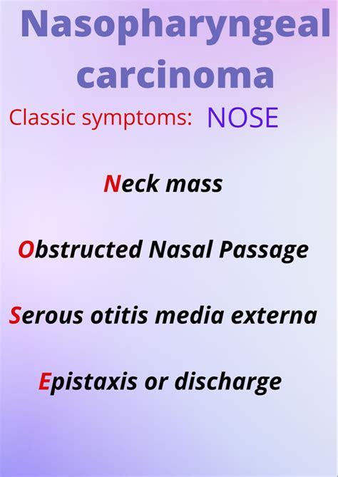 Nasopharyngeal carcinoma symptoms | Medicine notes, Medical studies, Otolaryngology