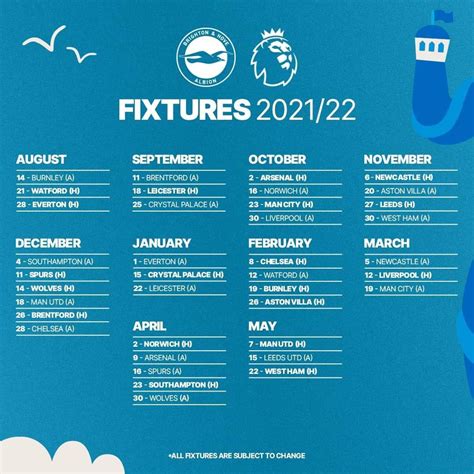 Premier League Fixtures 2021/22 : r/BrightonHoveAlbion