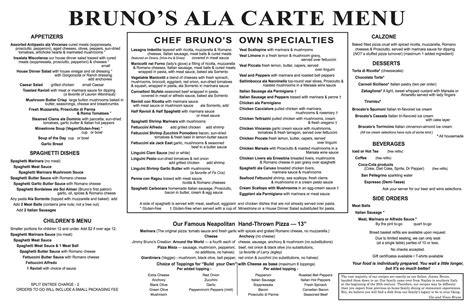 Menu - Bruno's Little Italy