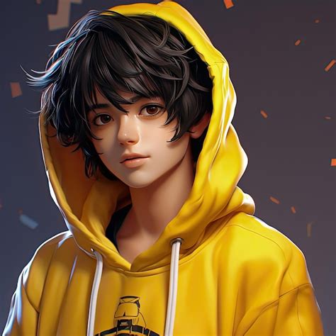 Premium Photo | Cute and Handsome Anime boy wear yellow hoodie