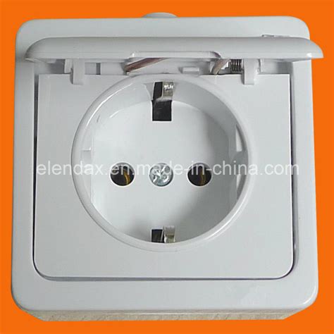 German Style Surface Mounting Schuko Socket Outlet with Cover IP44 ...