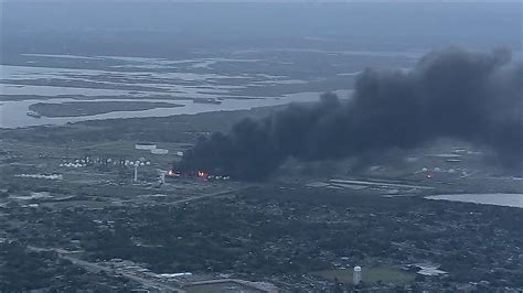 RAW VIDEO: Aerial video shows TPC Group plant in Port Neches burning hours after explosion - YouTube