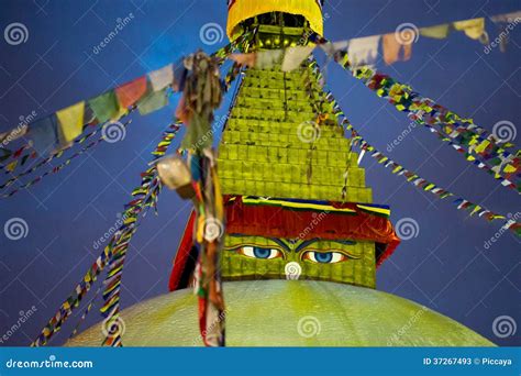 Boudhanath Stupa at night stock image. Image of pray - 37267493