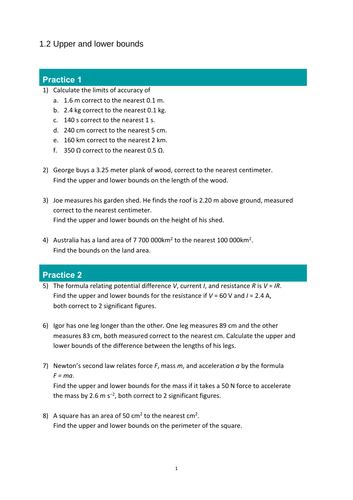 Upper and lower bounds - Worksheet | Teaching Resources