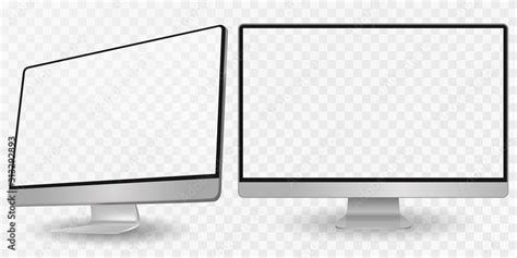 Computer display in two angles. Computer monitor isolated on ...