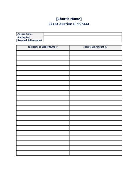 30 Silent Auction Bid Sheet Templates [Free] - TemplateArchive | Silent auction bid sheets ...