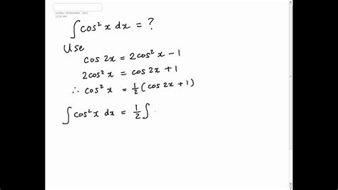 Integration Example -- cos^2 x - YouTube