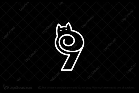 Letter 9 Cat Logo Design