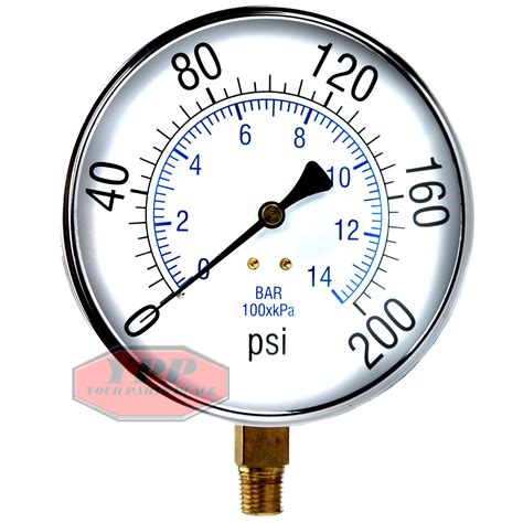 Large 4.5" 200 PSI Air Compressor Tank Pressure Gauge 1/4" Male NPT ...