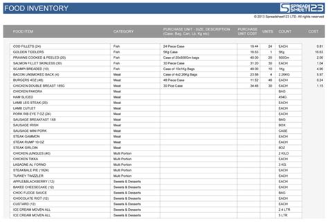 Food Stocktake | Free Template for Excel