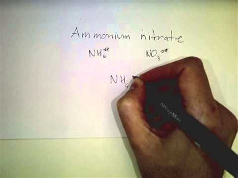 04 Writing ionic formula Ammonium nitrate - YouTube