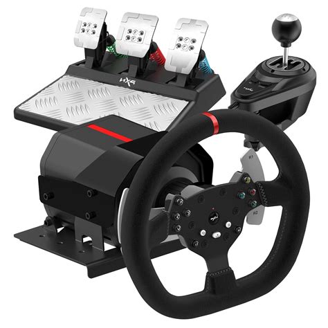 PXN Force Feedback Steering Wheel, V10 Racing Wheel 270/900 Degree with Adjustable Linear Pedals ...