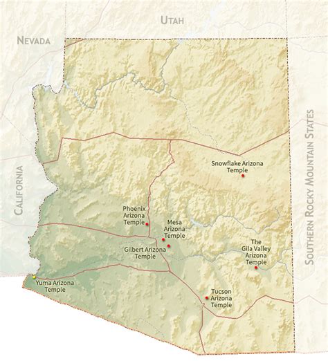 Regional map for the The Gila Valley Arizona Temple ...