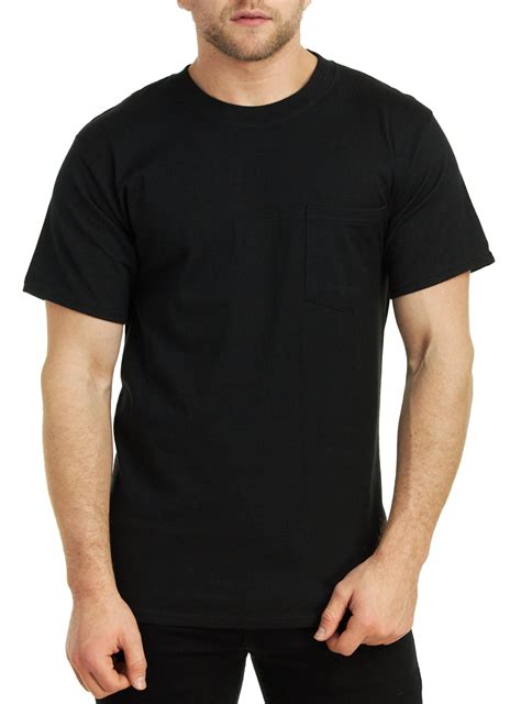 Hanes Short Sleeve Beefy-T Pocket T-Shirts, Black, Large - Walmart.com ...