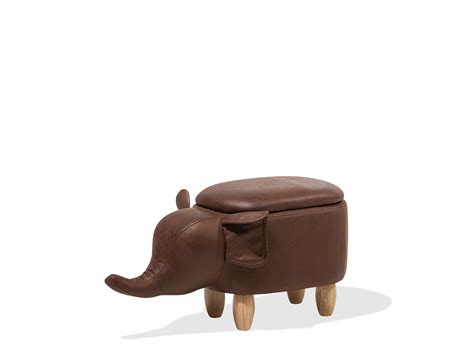 Faux Leather Storage Animal Stool Brown ELEPHANT | ex Factury at Fair Price - Right to Return ...