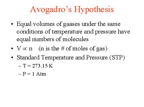 Avogadro’s Hypothesis